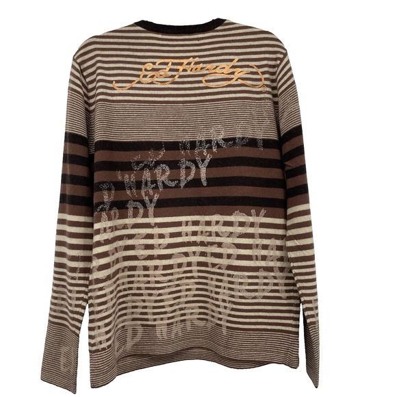 Ed Hardy by Christian Audigier Size XL Wool Blend Pullover Sweater V-Neck Unisex - Picture 2 of 6